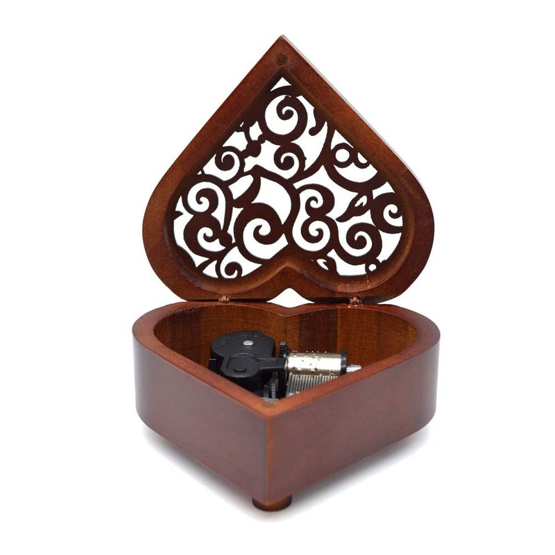Sooharic Wooden Music Box You are My Sunshine, Heart-Shaped Wind Up Clockwork Mechanism Musical Gifts for Kids - Image 2